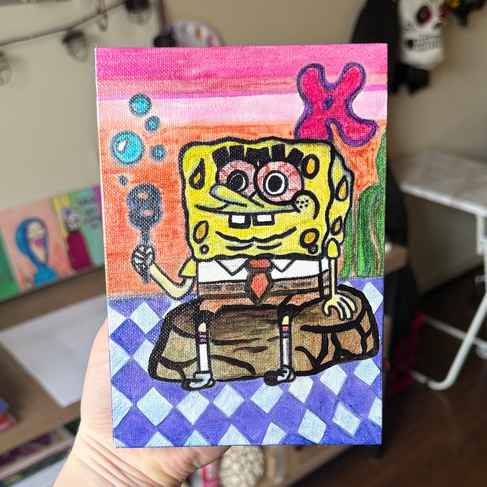 Colorful SpongeBob Canvas Art